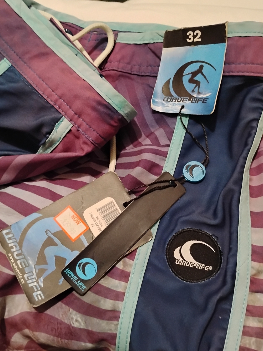 Men’s Wave Life,Purple & Teal Swim Trunks